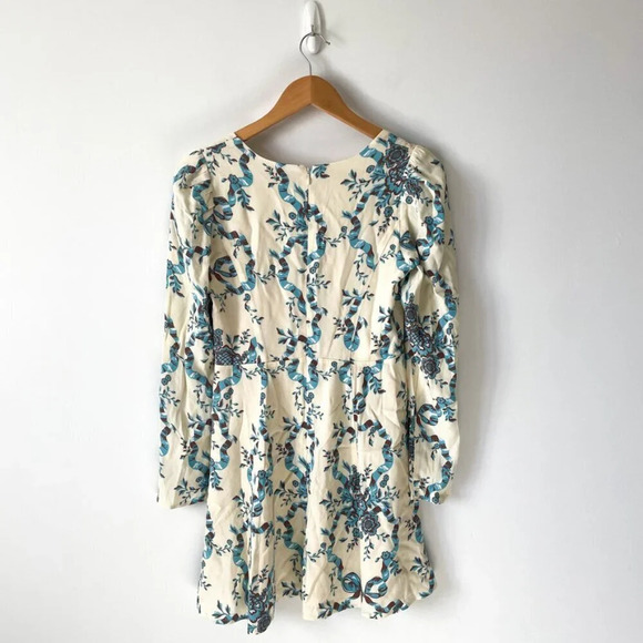 Aritzia Sunday Best Coco Long Sleeve Dress Cream Blue Size 4 - Picture 7 of 10